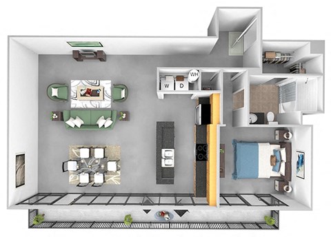 Floor plan for 1 bed, 1 bath, 1149 sqft